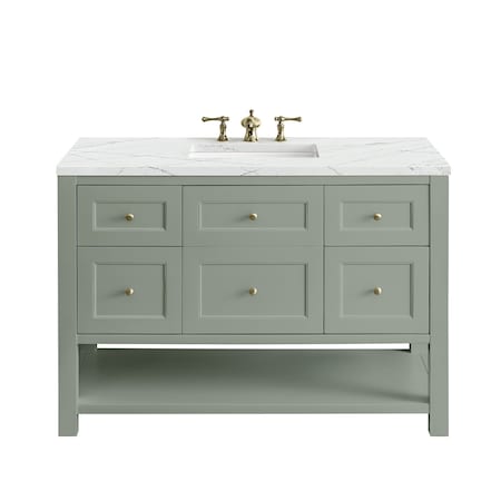 James Martin Vanities Breckenridge 48in Single Vanity, Smokey Celadon w/ 3 CM Ethereal Noctis Top 330-V48-SC-3ENC
